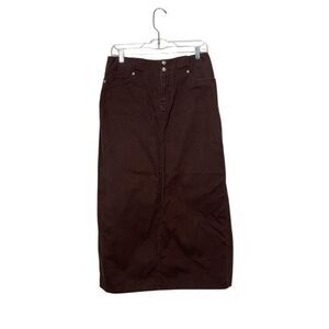 Vintage 80's-90's Allison Brittney Chocolate Brown Midi Skirt Women's Size 8